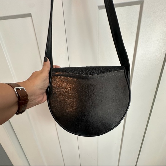 Tekverk Designer Chic Black Crossbody Bag Stingray Leather- rate vintage - Picture 3 of 11
